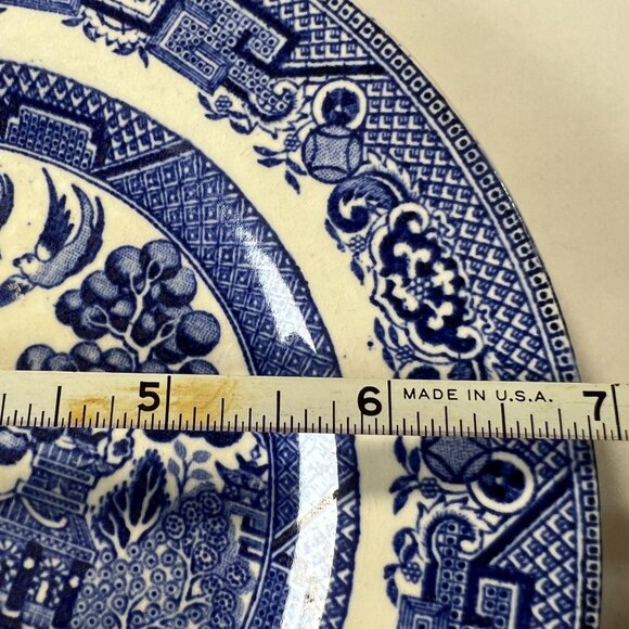 Set Of 2 V.R. Midwinter Willow Pattern Plates Made In England Blue & White China - Picture 5 of 7